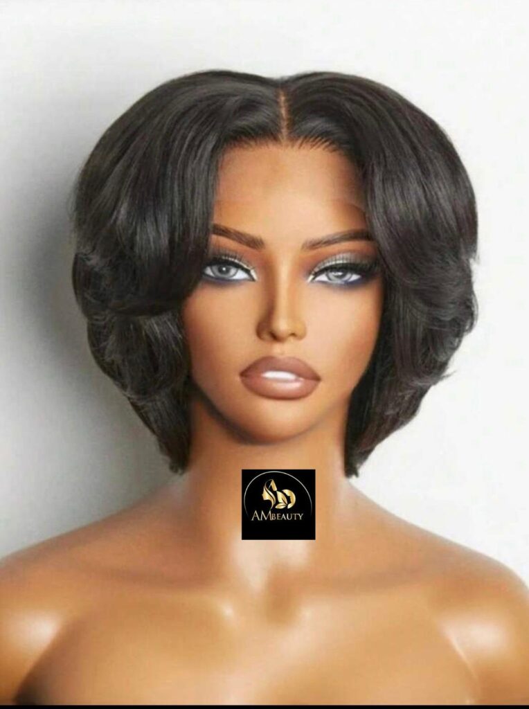 4x4 perruque courte à front de dentelle, perruque de cheveux humains coupe pixie, perruque courte sans colle pour femmes